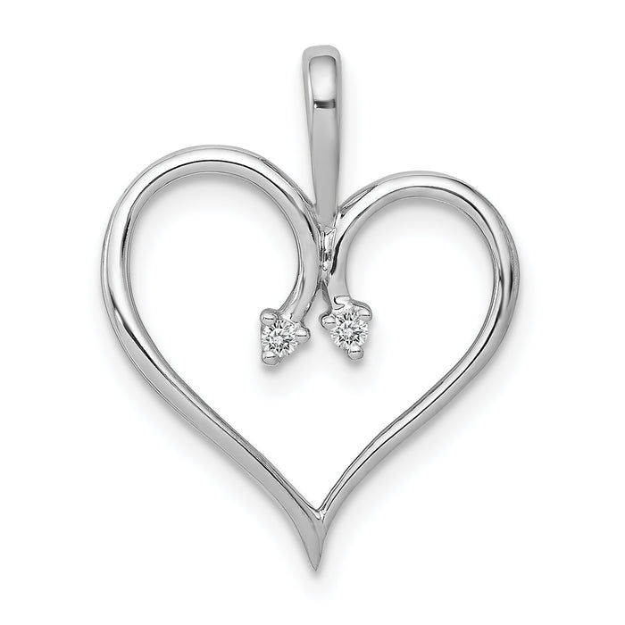 14k White Gold AA .02ct. Diamond Heart Pendant-PM4821-002-WA