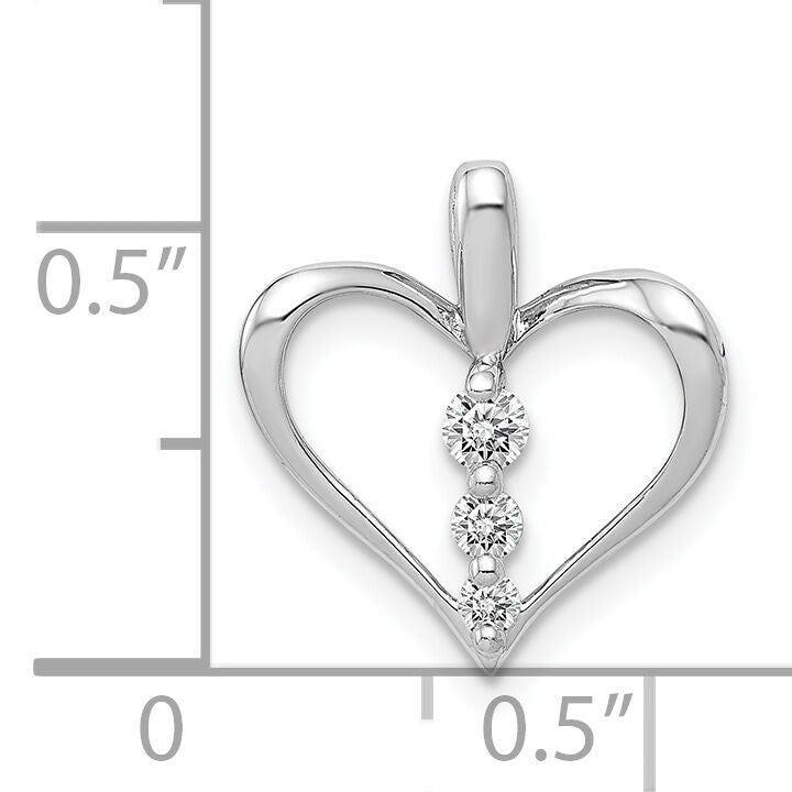 14k White Gold 1/10ct. Diamond 3-stone Heart Pendant-PM4822-010-WA