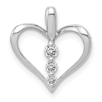 14k White Gold 1/10ct. Diamond 3-stone Heart Pendant-PM4822-010-WA