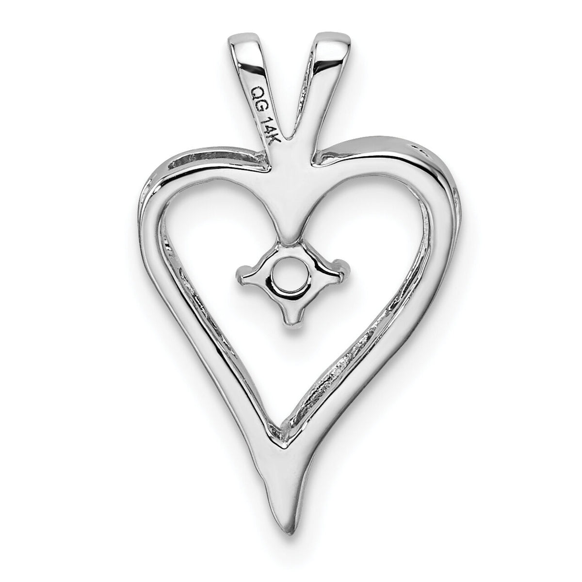 14k White Gold Heart Pendant Mounting-PM4823-010-W