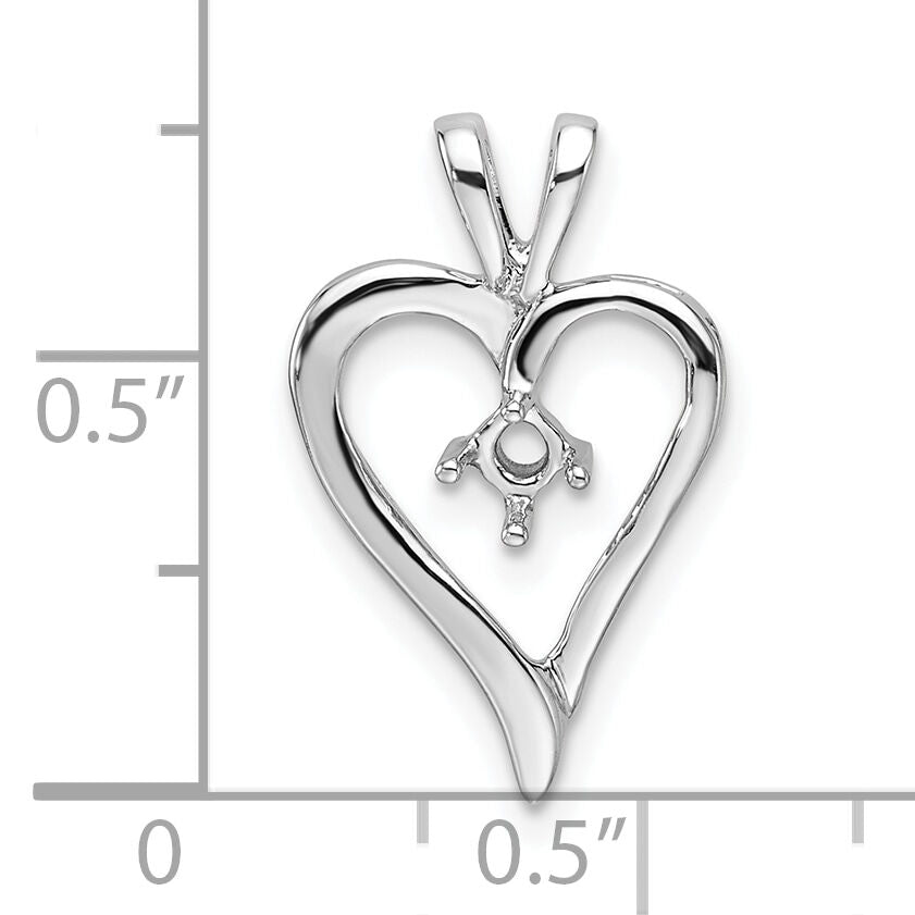 14k White Gold Heart Pendant Mounting-PM4823-010-W