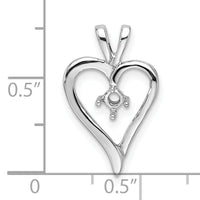 14k White Gold Heart Pendant Mounting-PM4823-010-W