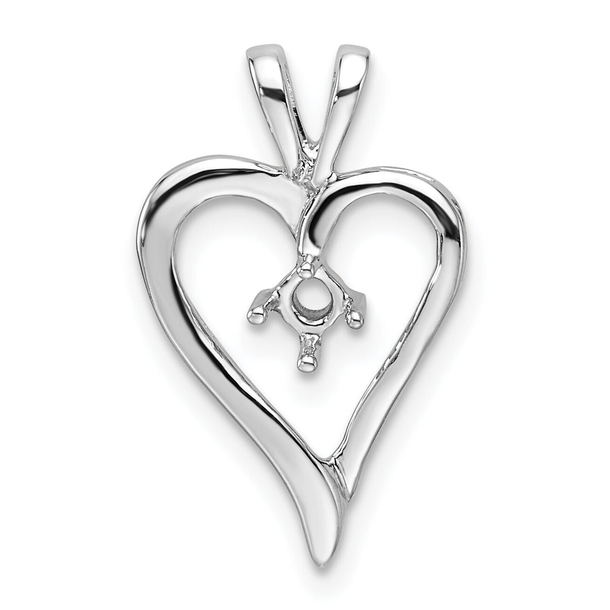 14k White Gold Heart Pendant Mounting-PM4823-010-W