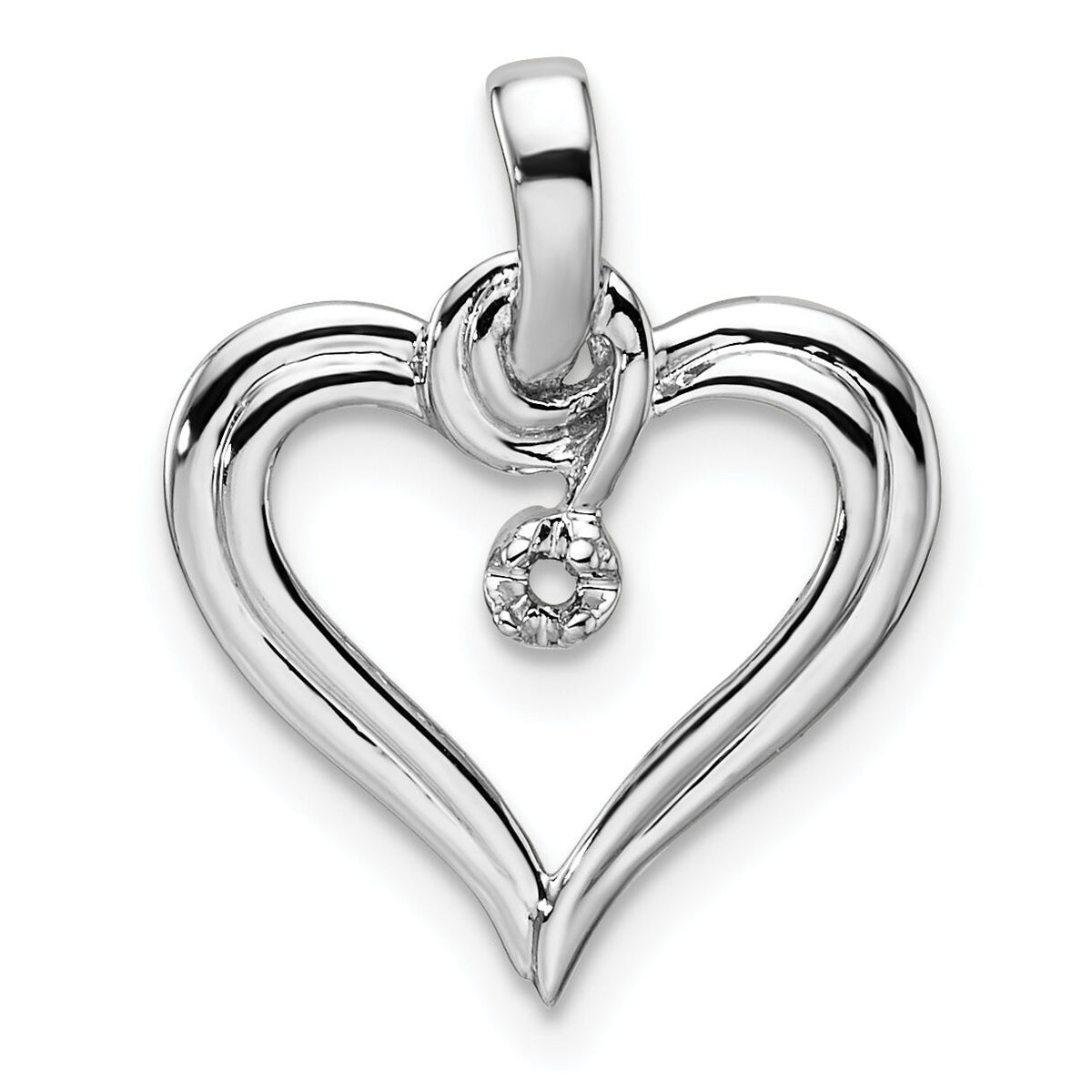 14k White Gold Heart Pendant Mounting-PM4824-001-W