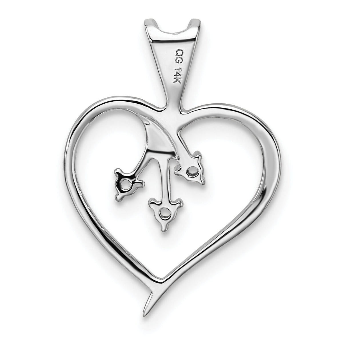 14k White Gold Heart Pendant Mounting-PM4832-005-W
