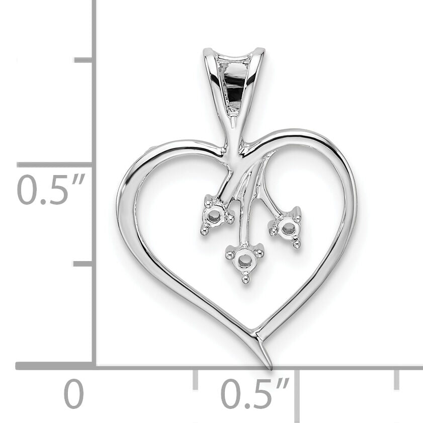 14k White Gold Heart Pendant Mounting-PM4832-005-W