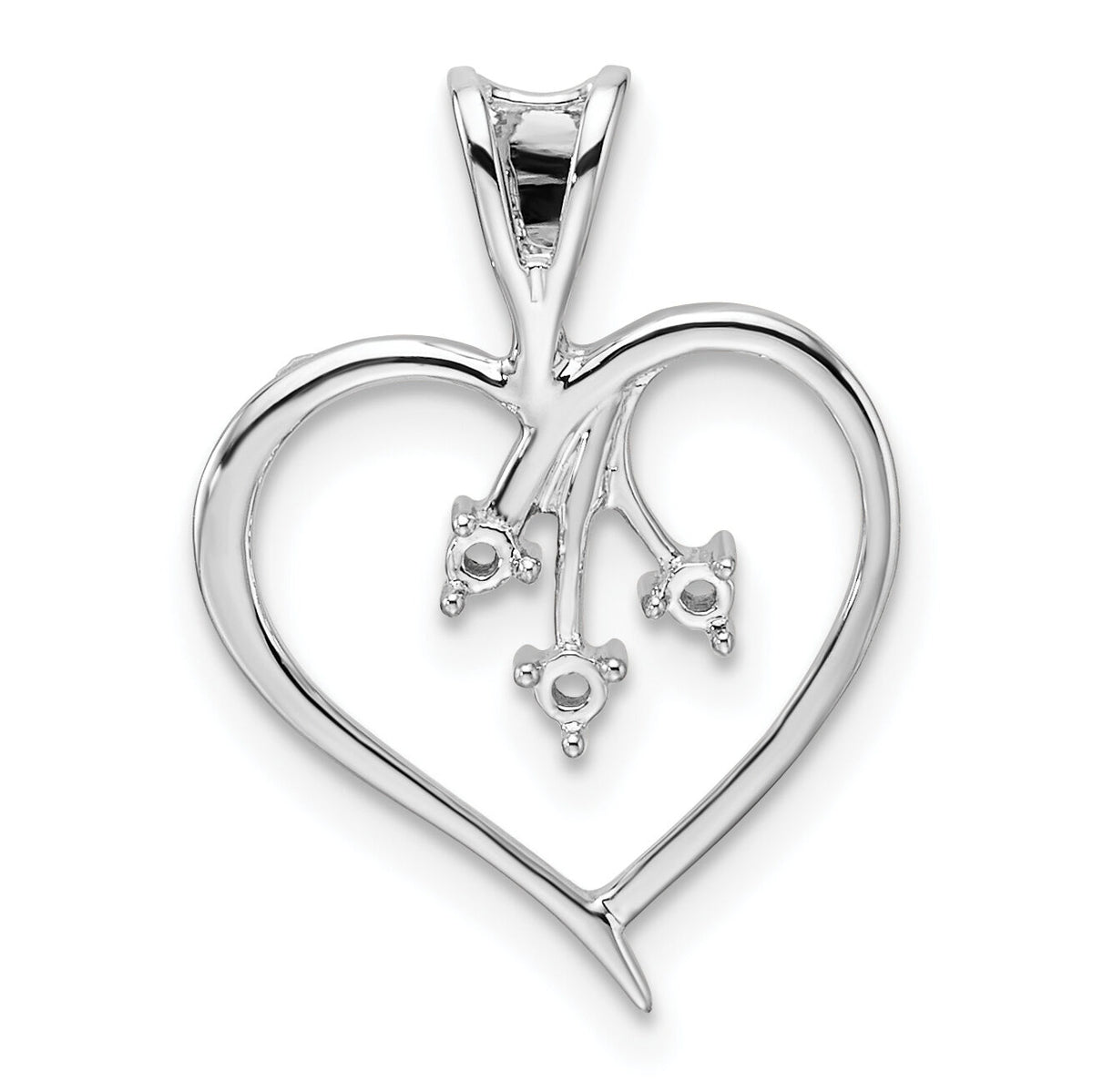 14k White Gold Heart Pendant Mounting-PM4832-005-W