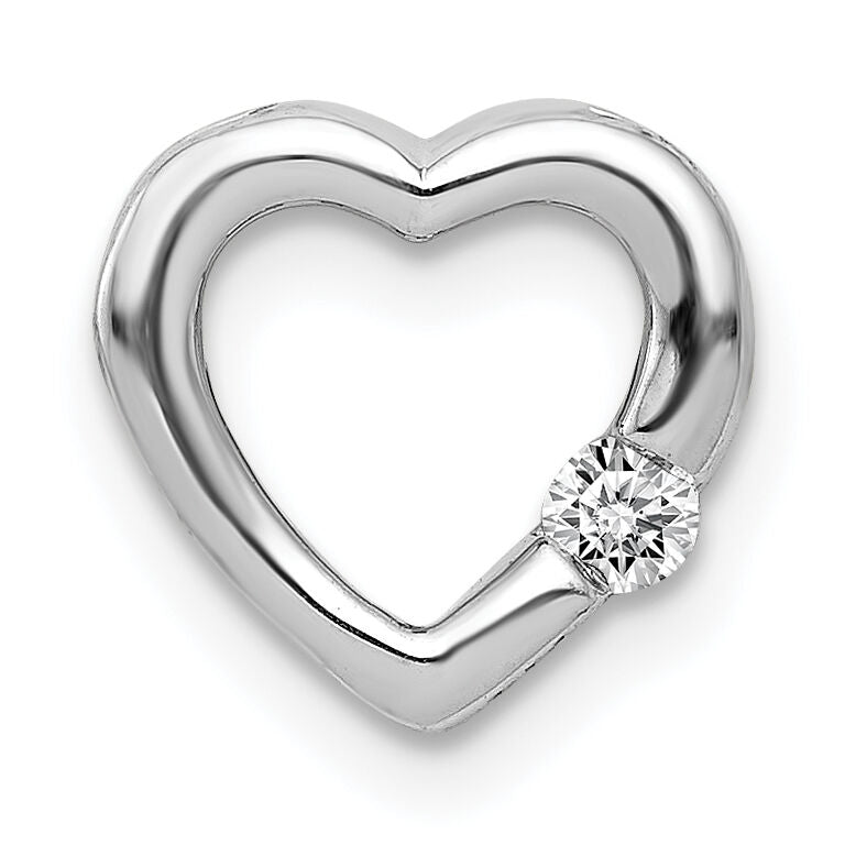 14k White Gold 1/20ct. Diamond Heart Chain Slide-PM4839-005-WA