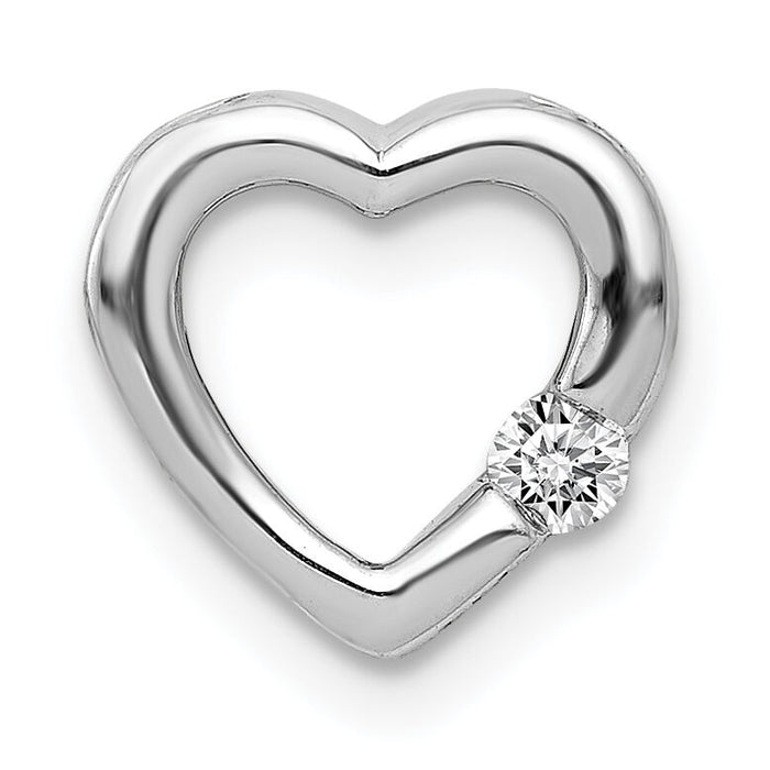 14k White Gold 1/20ct. Diamond Heart Chain Slide-PM4839-005-WA