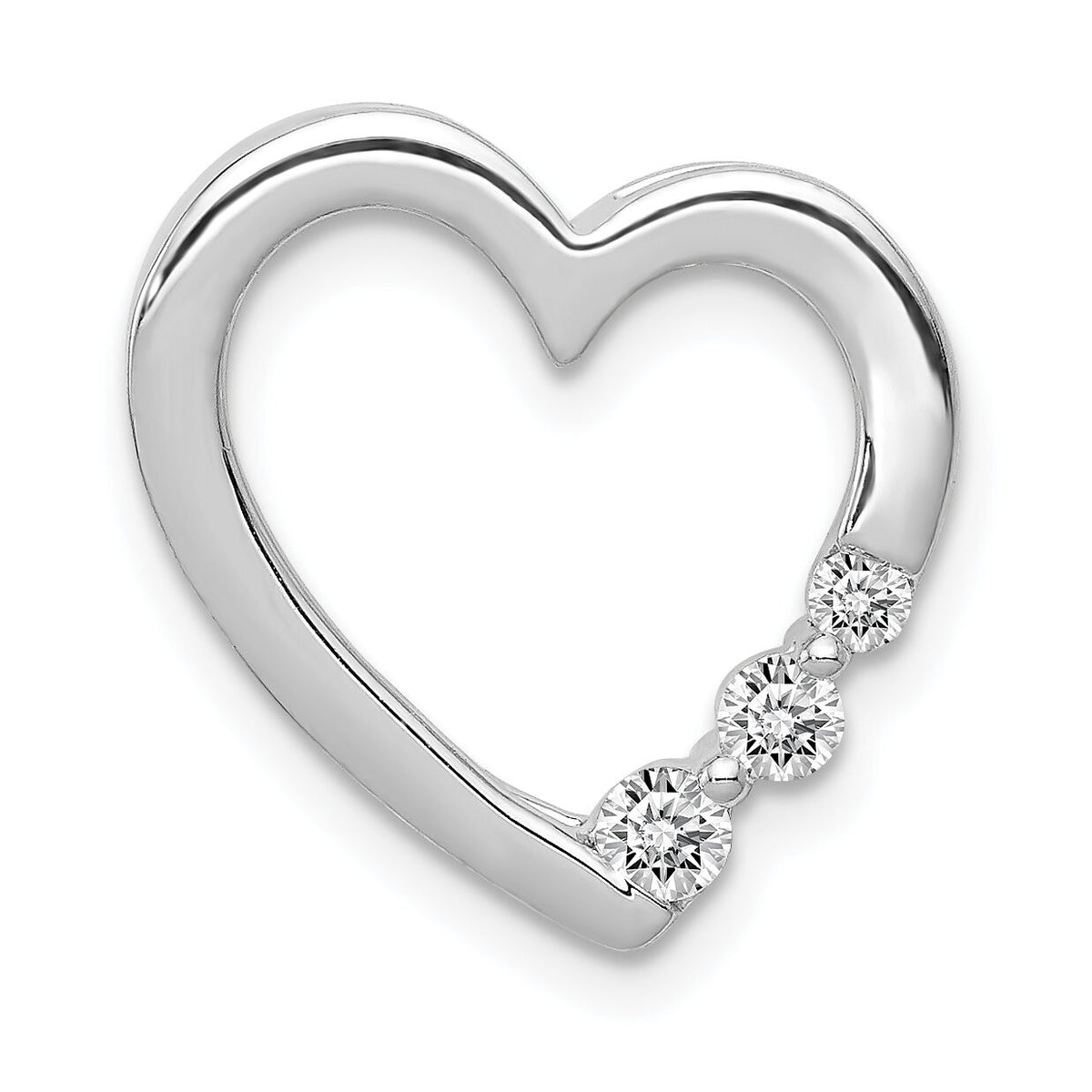 14k White Gold 1/6ct. Diamond Heart Chain Slide-PM4841-016-WA