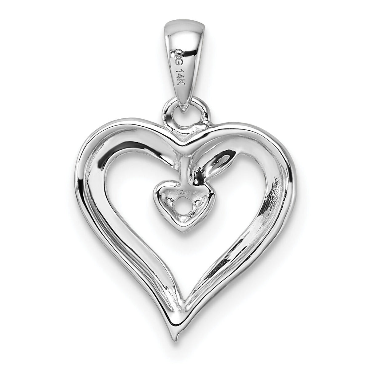 14k White Gold Heart Pendant Mounting-PM4843-002-W