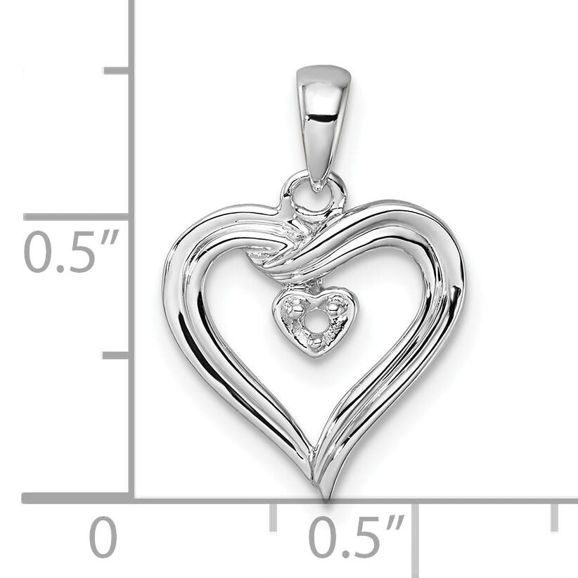 14k White Gold Heart Pendant Mounting-PM4843-002-W