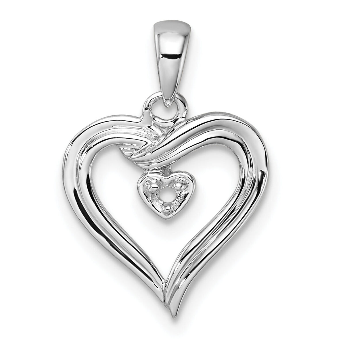 14k White Gold Heart Pendant Mounting-PM4843-002-W