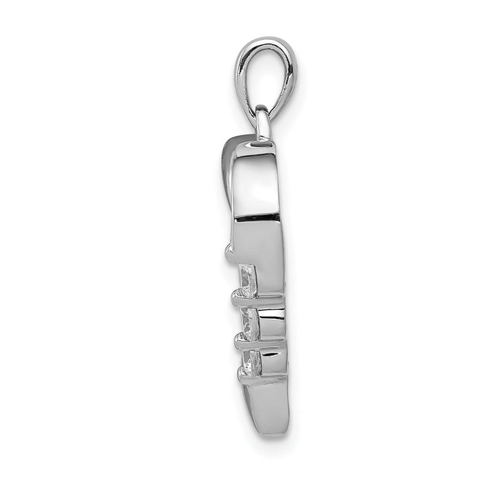 14k White Gold Three Stone 1/4ct. Diamond Heart Pendant-PM4846-025-WA