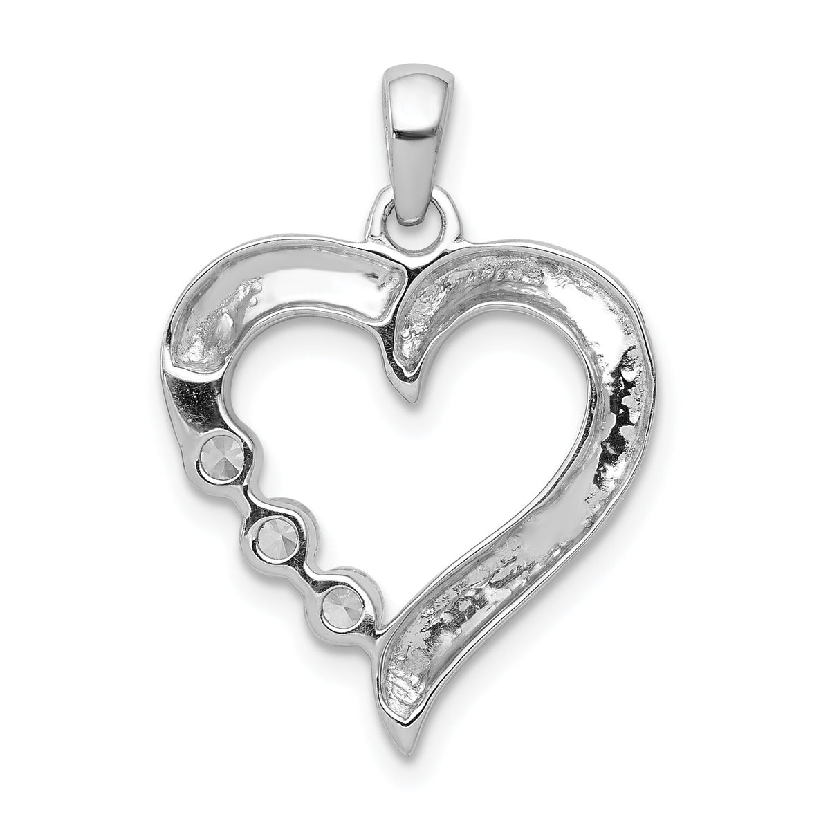 14k White Gold Three Stone 1/4ct. Diamond Heart Pendant-PM4846-025-WA