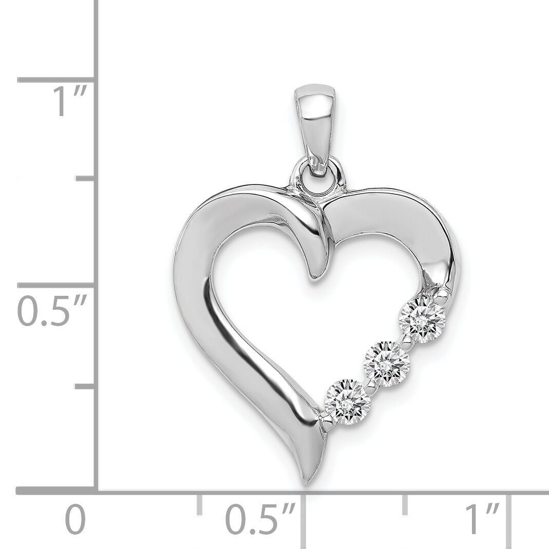 14k White Gold Three Stone 1/4ct. Diamond Heart Pendant-PM4846-025-WA