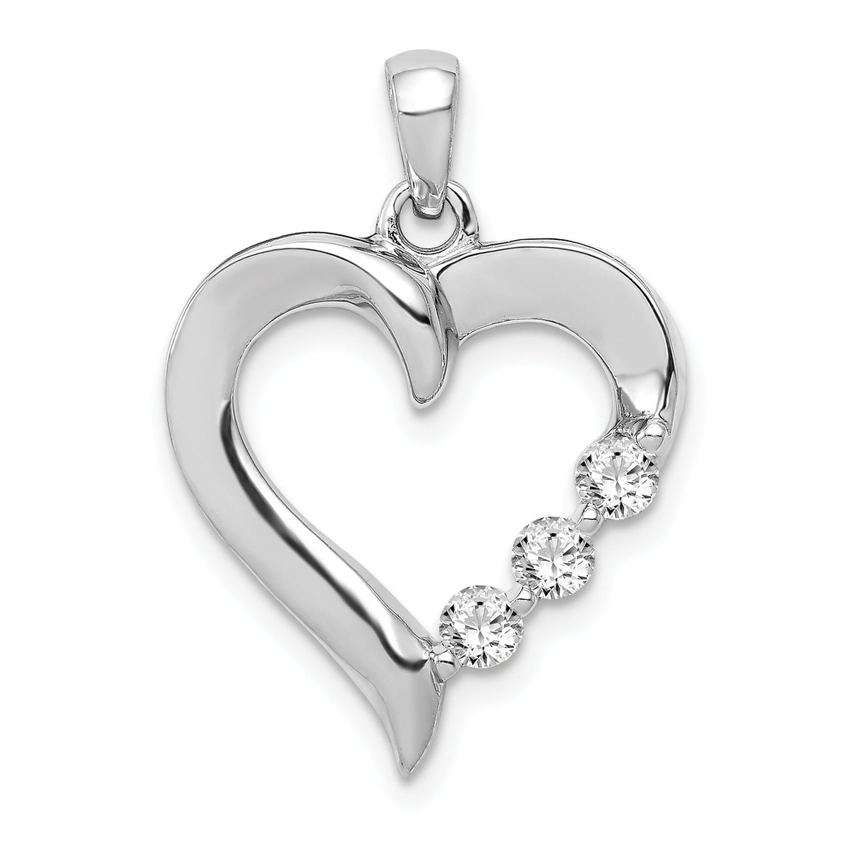 14k White Gold Three Stone 1/4ct. Diamond Heart Pendant-PM4846-025-WA