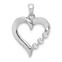 14k White Gold Three Stone 1/4ct. Diamond Heart Pendant-PM4846-025-WA