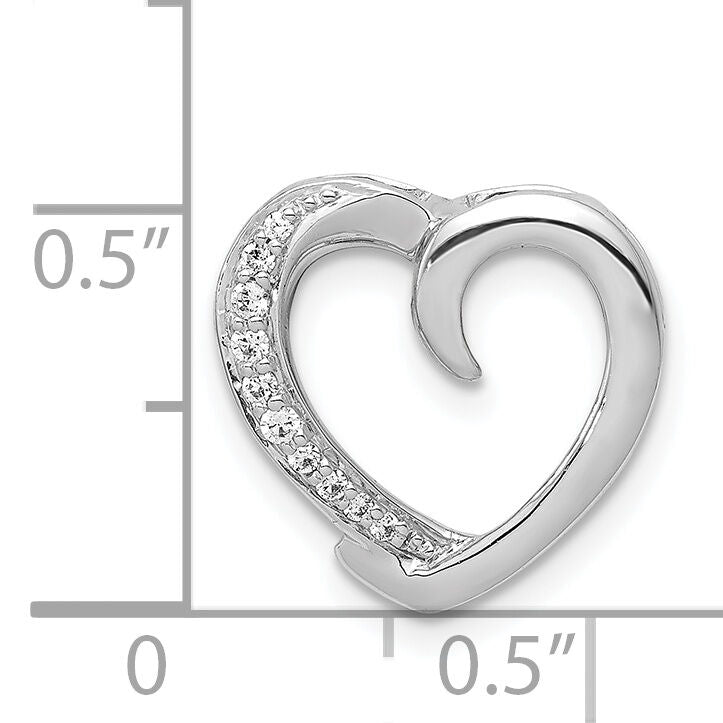 14k White Gold 1/20ct. Diamond Heart Chain Slide-PM4852-006-WA