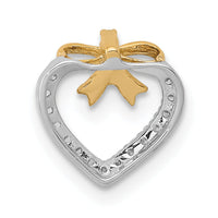 14k White w/ Yellow Rhod Polished 1/10ct. Diamond Heart w/ Bow Chain Slide-PM4858-010-YA
