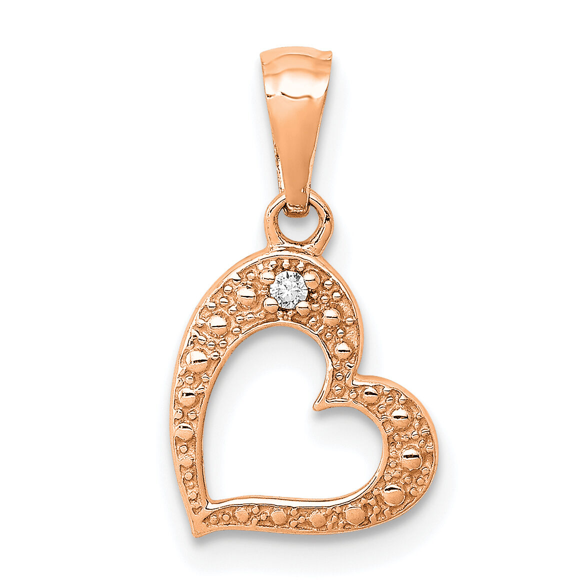 14k Rose Gold .01ct. Diamond Heart Pendant-PM4859-001-RA