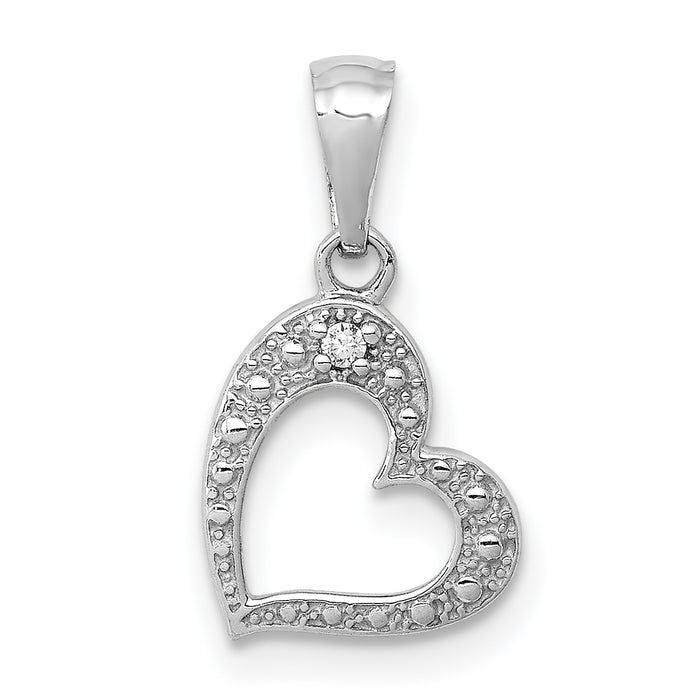 14k White Gold .01ct. Diamond Heart Pendant-PM4859-001-WA