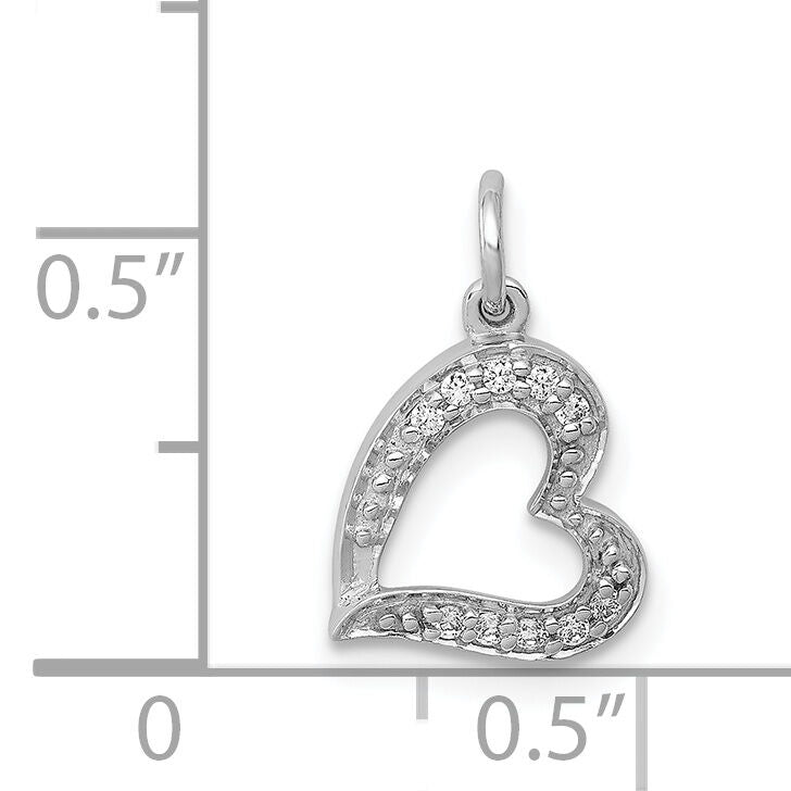14k White Gold 1/20ct. Diamond Curved Heart Charm-PM4860-005-WA