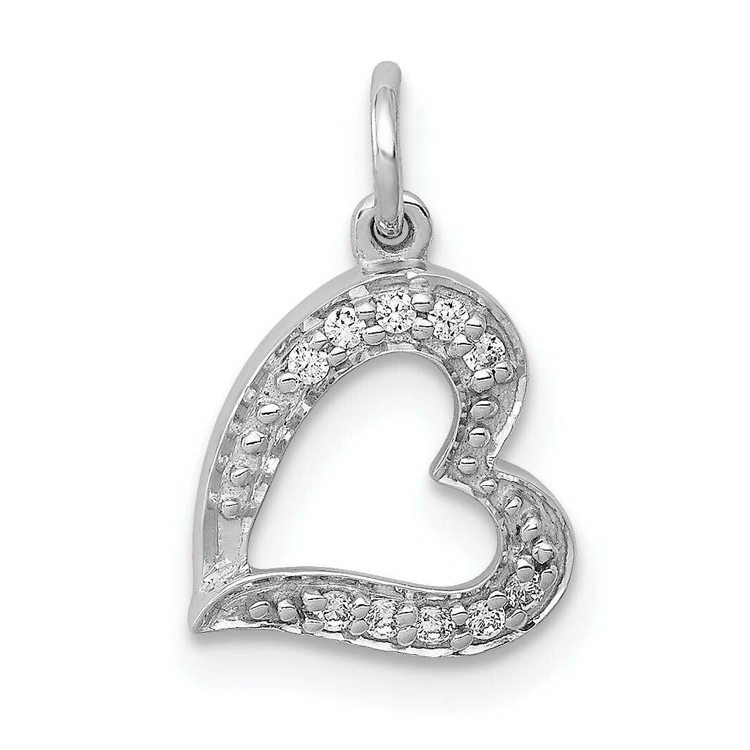 14k White Gold 1/20ct. Diamond Curved Heart Charm-PM4860-005-WA