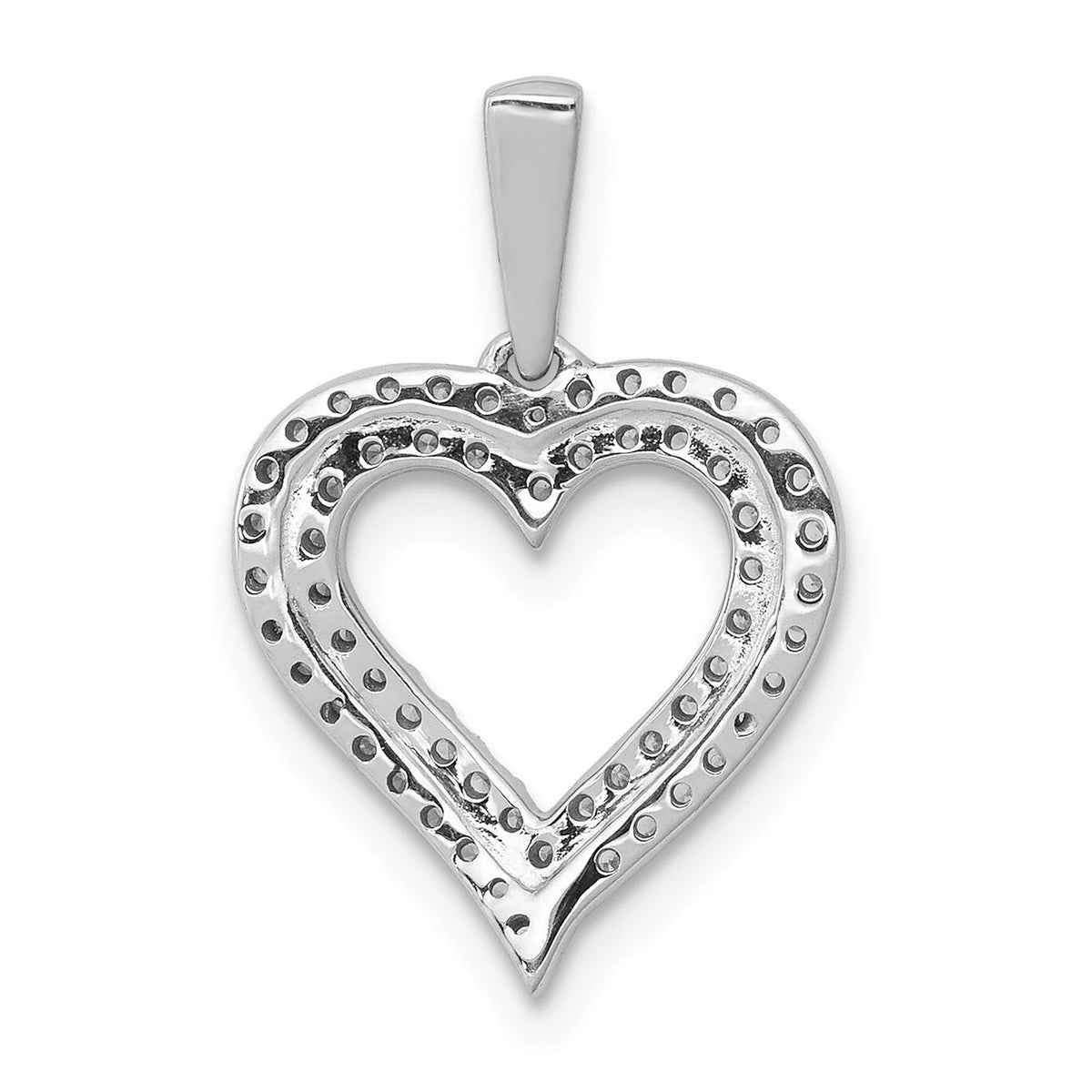 14k White Gold 1/4ct. Diamond 2-row Heart Pendant-PM4864-025-WA