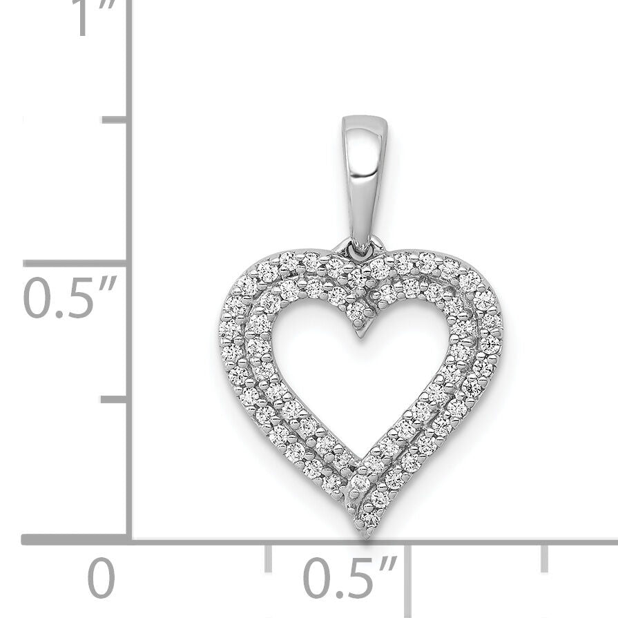 14k White Gold 1/4ct. Diamond 2-row Heart Pendant-PM4864-025-WA