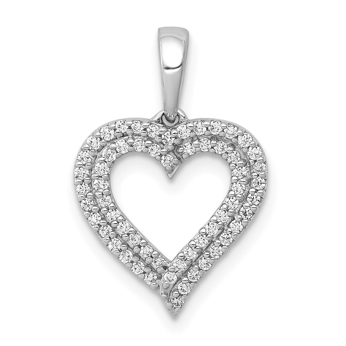 14k White Gold 1/4ct. Diamond 2-row Heart Pendant-PM4864-025-WA