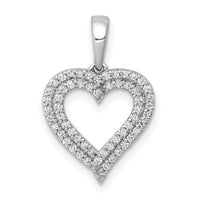 14k White Gold 1/4ct. Diamond 2-row Heart Pendant-PM4864-025-WA