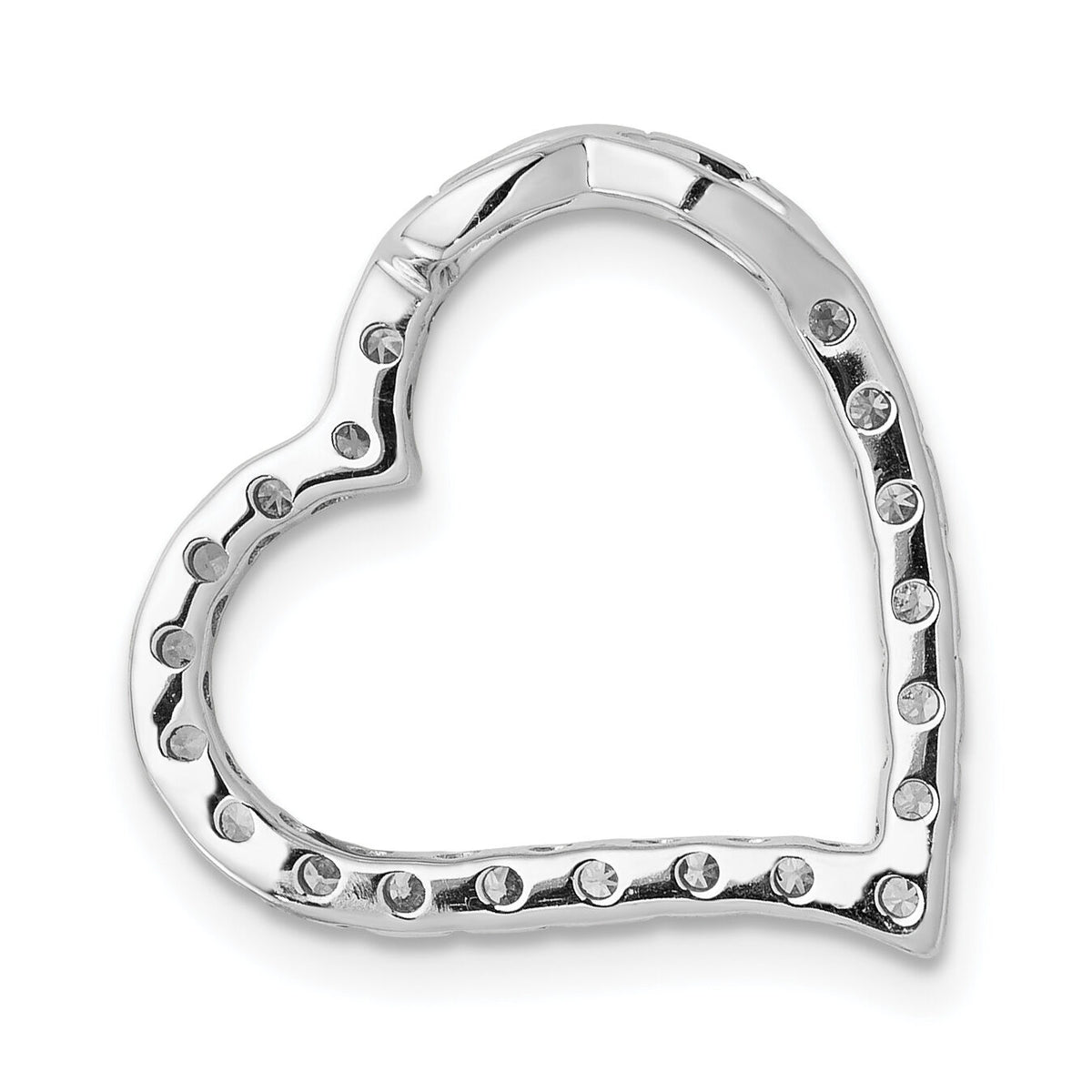14k White Gold 1/5ct. Diamond Curved Heart Chain Slide-PM4869-020-WA