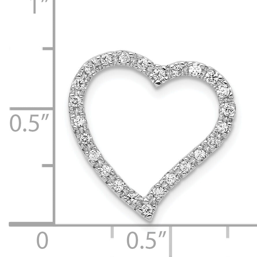 14k White Gold 1/5ct. Diamond Curved Heart Chain Slide-PM4869-020-WA