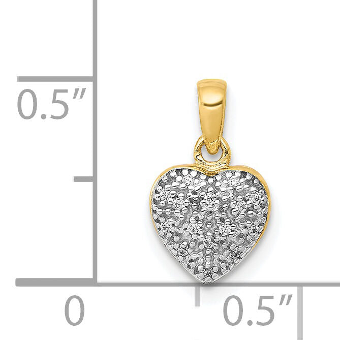 14k w/ White Rhodium Diamond Heart Pendant-PM4873-005-YA