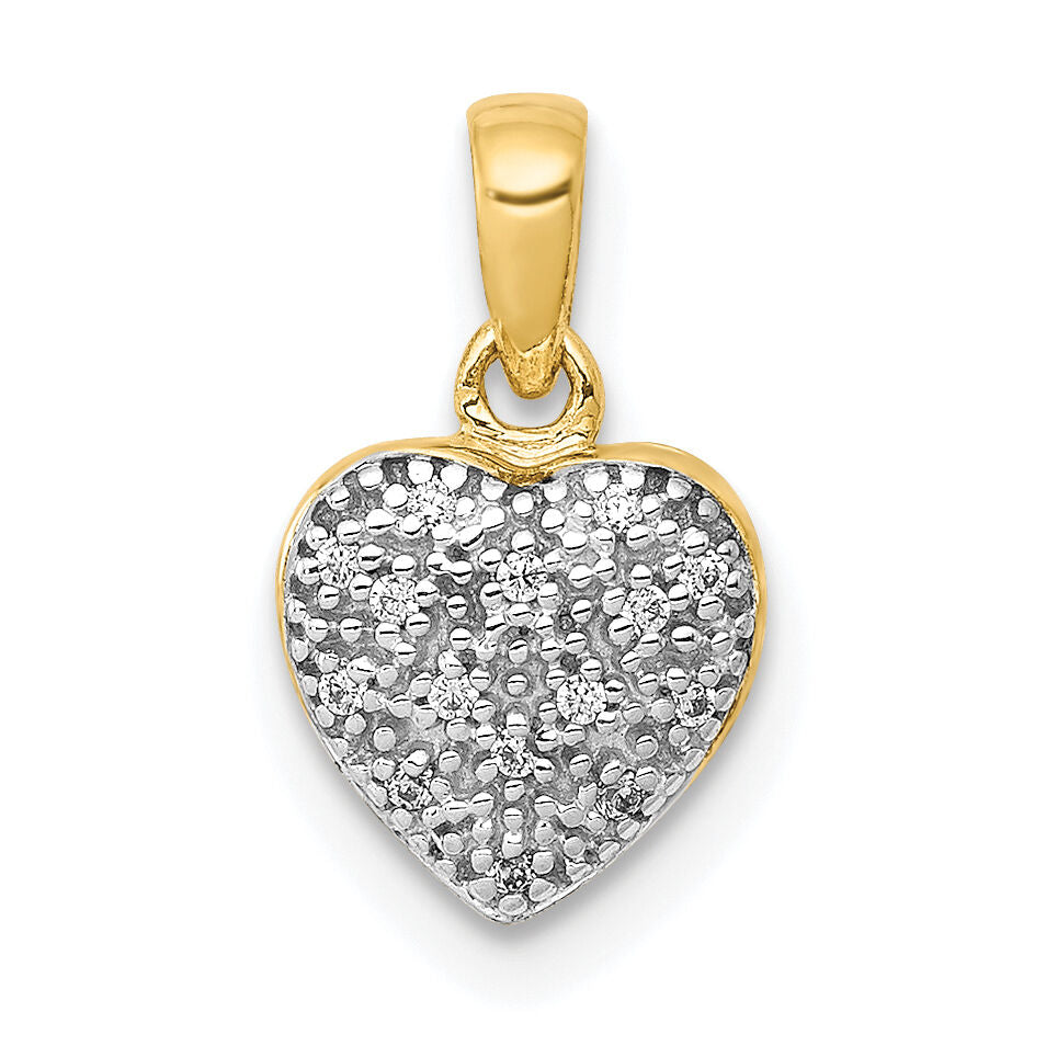 14k w/ White Rhodium Diamond Heart Pendant-PM4873-005-YA