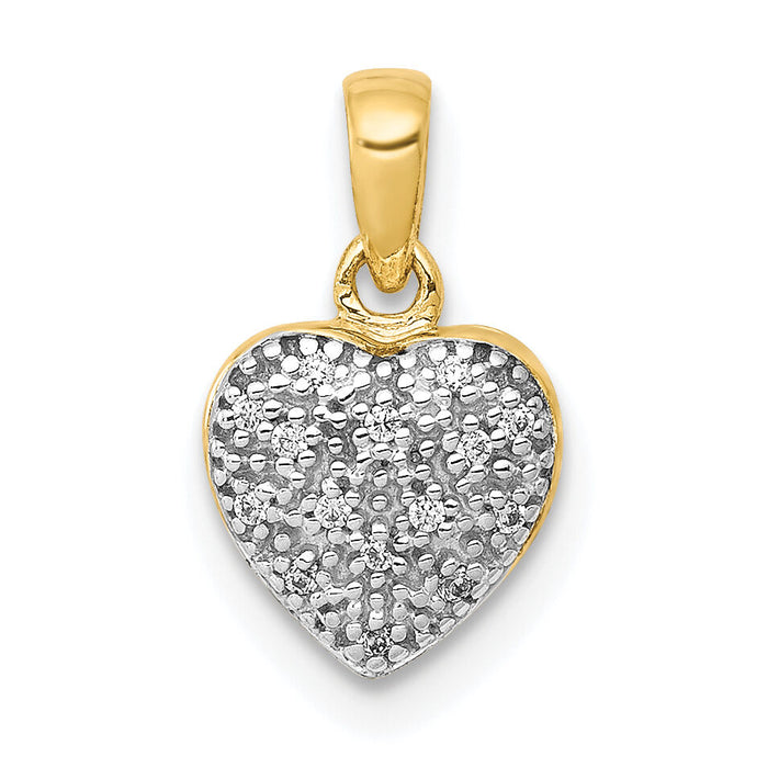 14k w/ White Rhodium Diamond Heart Pendant-PM4873-005-YA