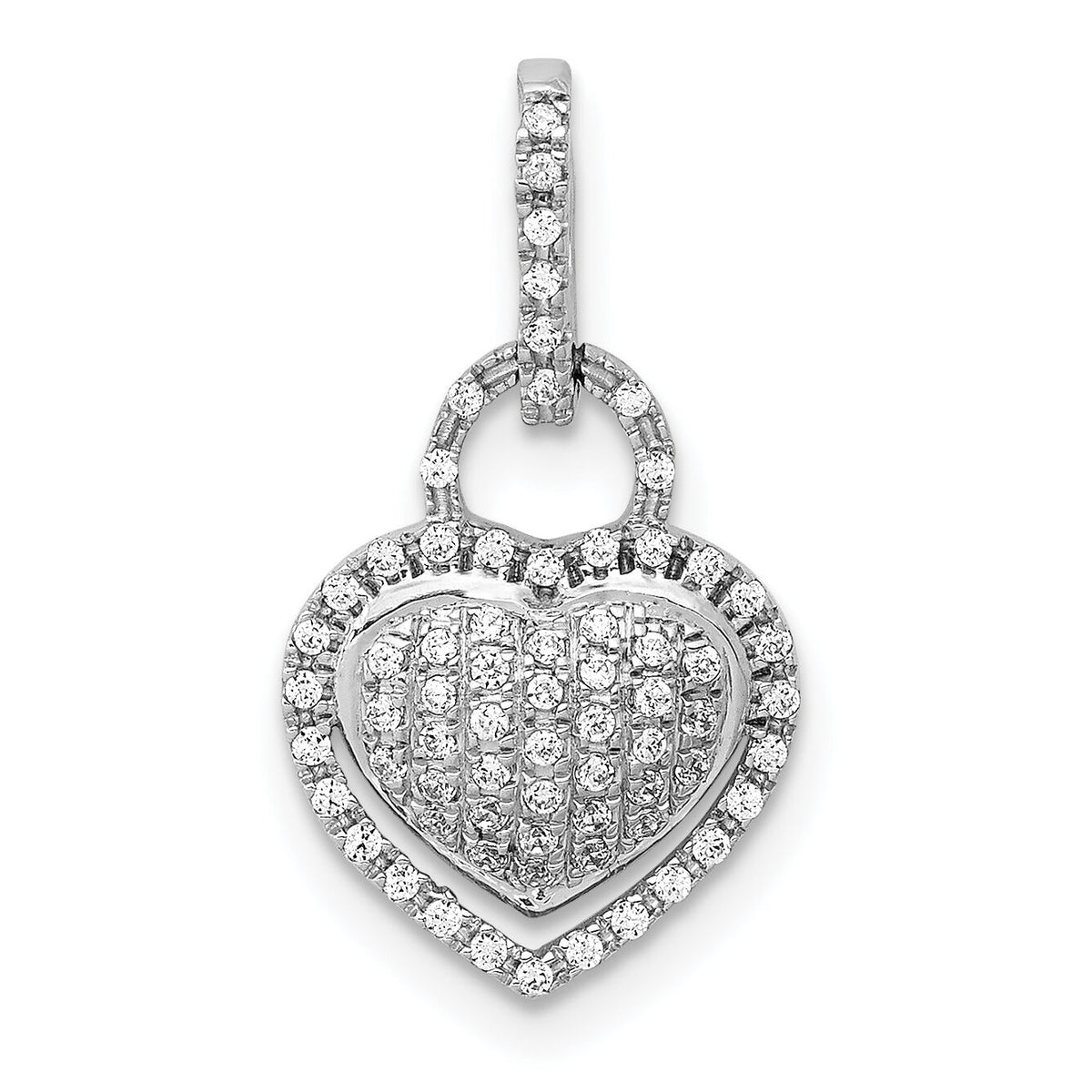 14k White Gold 1/5ct. Diamond Fancy Heart Pendant-PM4882-020-WA