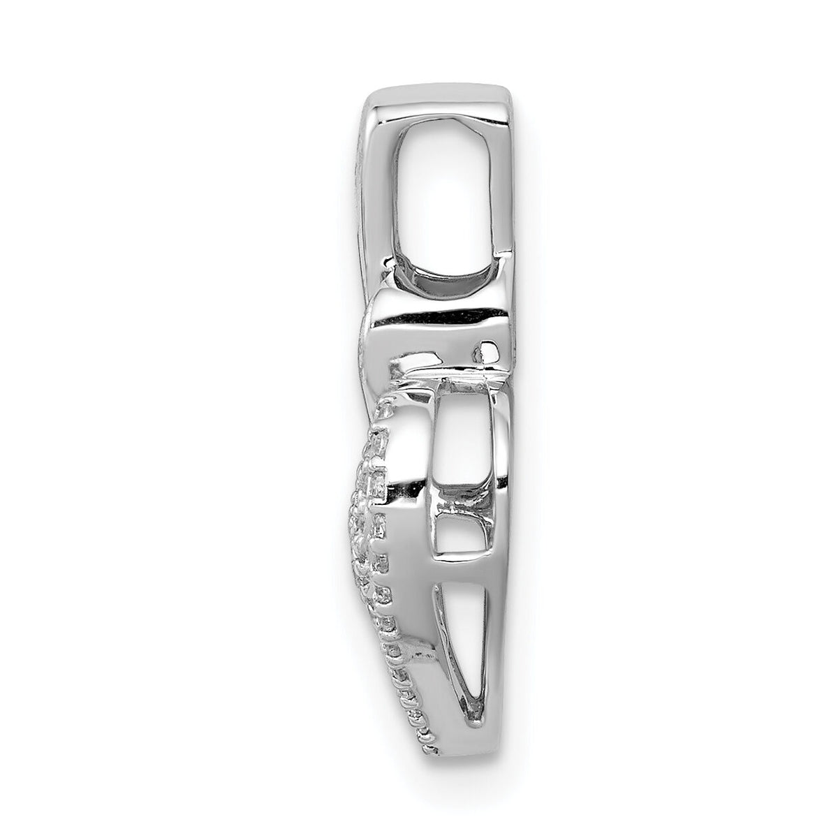 14k White Gold 1/5ct. Diamond Fancy Double Heart Chain Slide-PM4886-020-WA