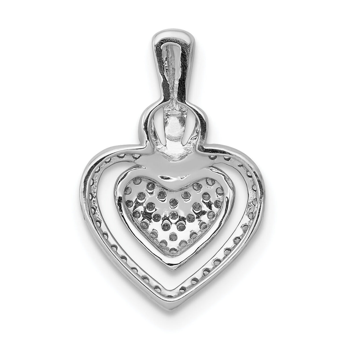14k White Gold 1/5ct. Diamond Fancy Double Heart Chain Slide-PM4886-020-WA