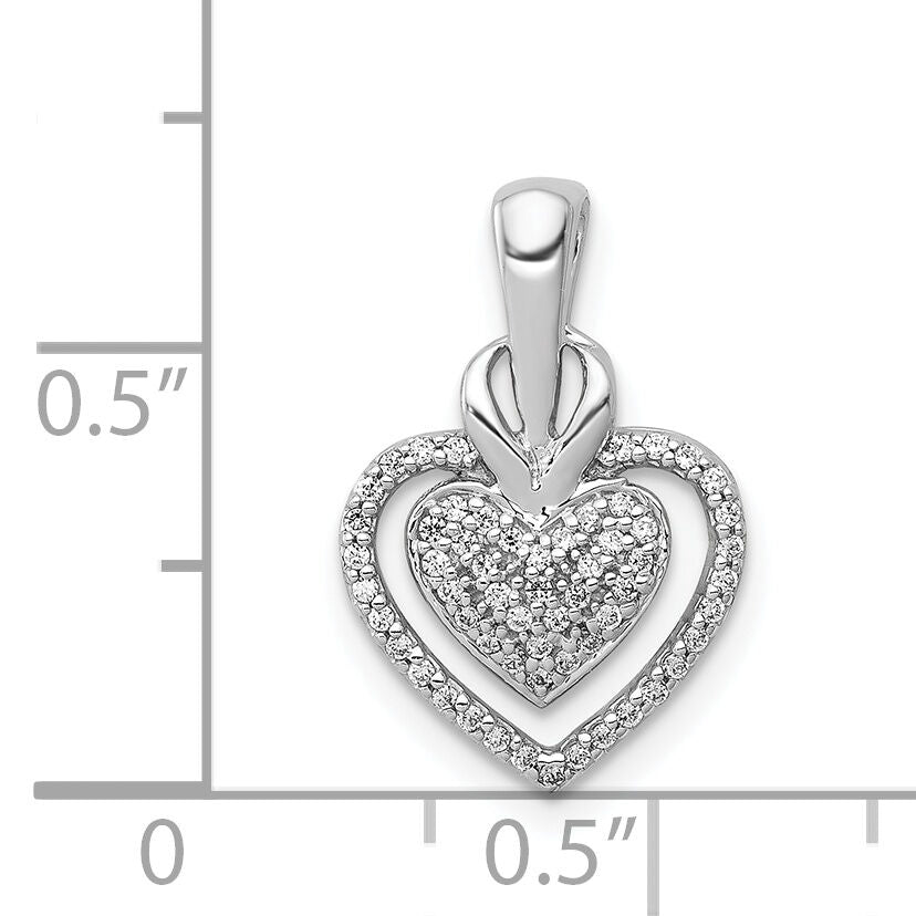 14k White Gold 1/5ct. Diamond Fancy Double Heart Chain Slide-PM4886-020-WA