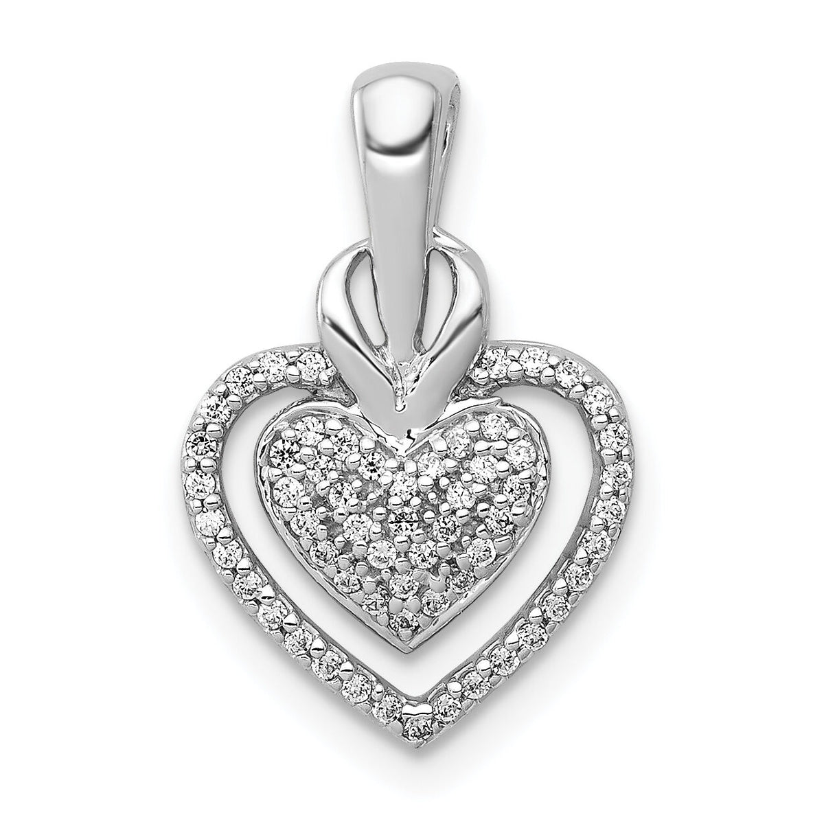 14k White Gold 1/5ct. Diamond Fancy Double Heart Chain Slide-PM4886-020-WA