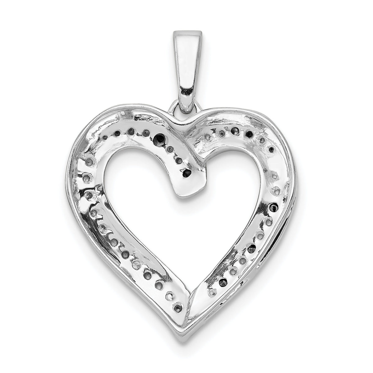 14k White Gold 1/20ct. Blue and White Diamond Heart Pendant-PM4890-005-WA