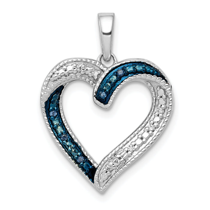 14k White Gold 1/20ct. Blue and White Diamond Heart Pendant-PM4890-005-WA