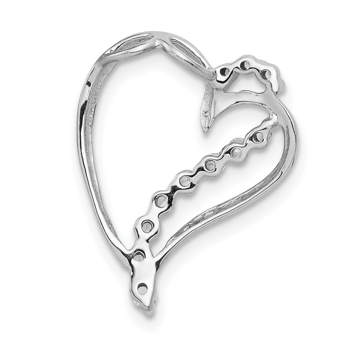 14k White Gold 1/6ct. Diamond Heart Chain Slide-PM4892-016-WA
