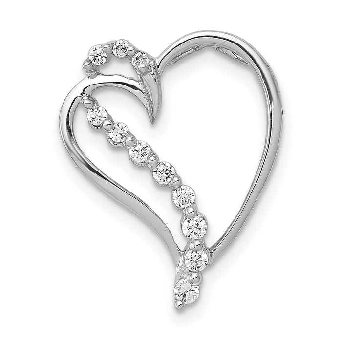 14k White Gold 1/6ct. Diamond Heart Chain Slide-PM4892-016-WA