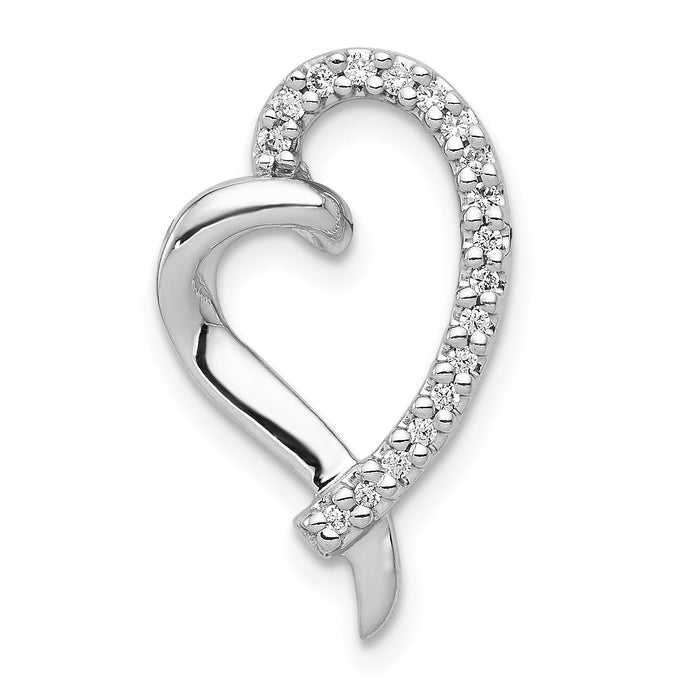 14k White Gold 1/10ct. Diamond Heart Chain Slide-PM4893-010-WA