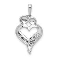 14k White Gold Diamond MOM Heart Pendant-PM4895-002-WA