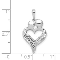 14k White Gold Diamond MOM Heart Pendant-PM4895-002-WA