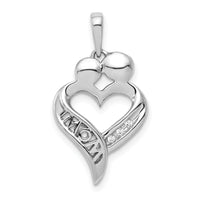 14k White Gold Diamond MOM Heart Pendant-PM4895-002-WA